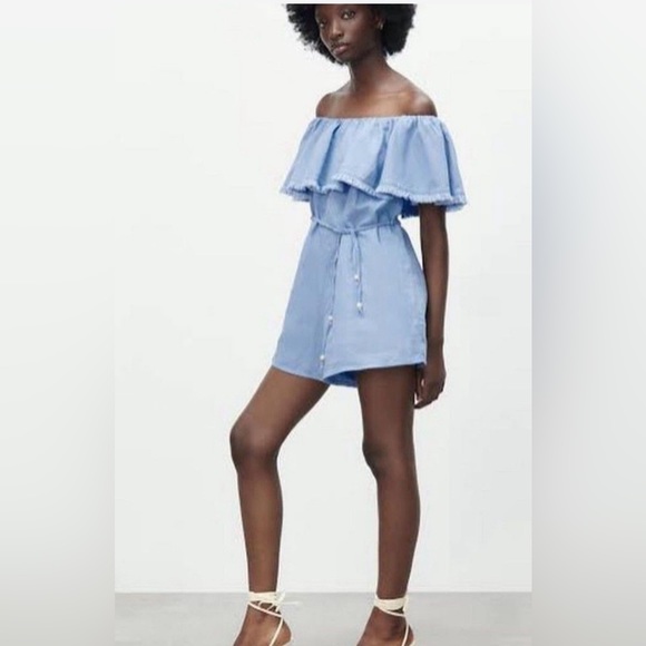 ZARA linen blend romper size large - Picture 1 of 9